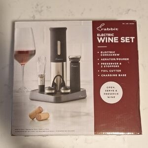 Rabbit Electric Wine Set - Black and Silver
